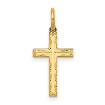 Diamond2Deal 14K Yellow Gold Laser Designed Cross Pendant for Women (L- 0.91 in, W- 0.44 in)