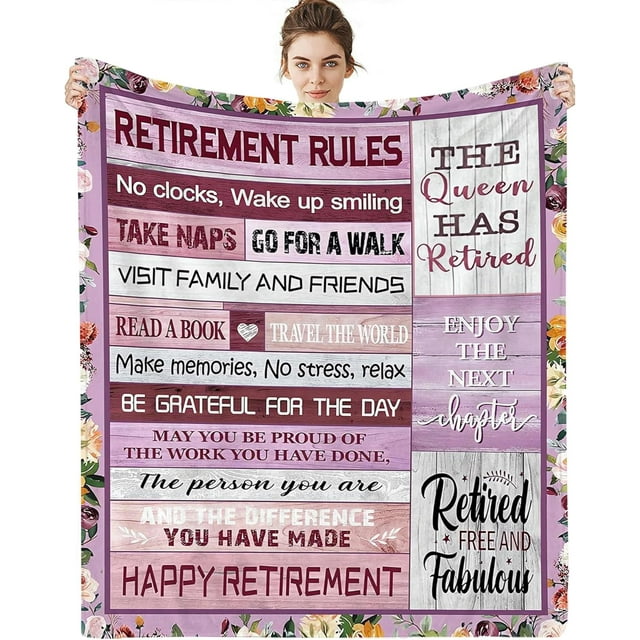 LHSHID Retirement Blanket Gifts for Women Men Happy Retirement Flannel Blanket Farewell Gifts Throw Blanket for Boss Coworker Friend Dad Mom Grandpa Grandma 30"x40"