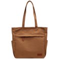 thumbnail image 4 of Women Canvas Tote Bag Large Capacity Multi-Pocket Handbag Zipper Work Travel Bag, Brown, 4 of 10