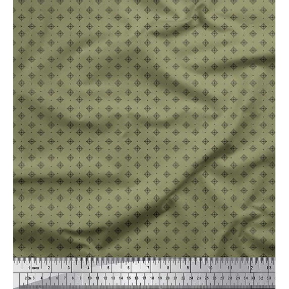 Soimoi Cotton Poplin Fabric Diamond & Black Small Motif Shirting Print Fabric by Yard 56 Inch Wide