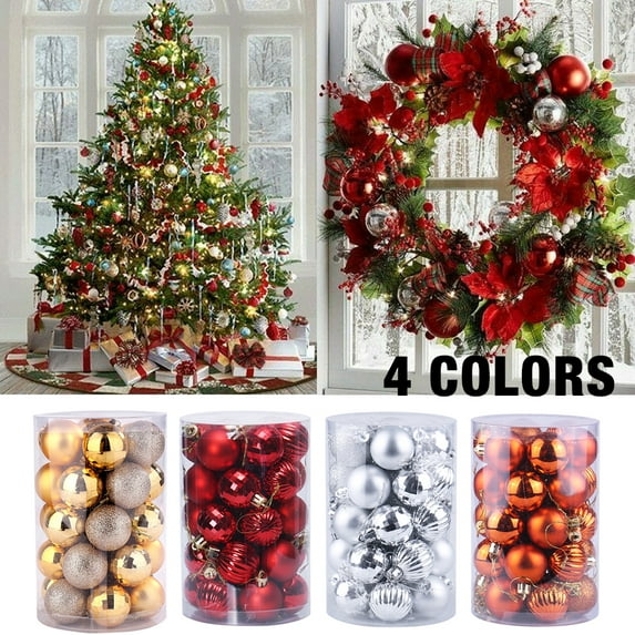 Christmas Ball Ornaments, 68 Pcs Christmas Tree Balls Shatterproof Decorative Hanging 1.6" Ornaments for Xmas Decoration, Red