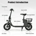 thumbnail image 3 of 450W 36V Folding Sports Electric Scooters Bike E-Scooter with Seat Ebike Biycle Moped for Adult Commuter, Black, 3 of 9
