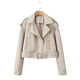 thumbnail image 4 of HH TRAF Chaqueta corta elegante de calle con cuello vuelto para mujer, chaqueta de otoño con cremallera y bolsillo, de manga larga, color liso y bicolor, 4 of 5