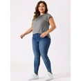 thumbnail image 3 of DARING DIVA Women's Plus Round Neck Ruched Short Sleeve Summer Top 4X Gray, 3 of 6