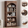 thumbnail image 5 of 69Inch Farmhouse Arched Bookshelf, Tall Bookcase w/Arche Design, Wooden Arch Book Shelf with Wooden Base, 5 Tier Bookshelves Rustic Vintage Book Shelf for Office Library Living Room, 5 of 9