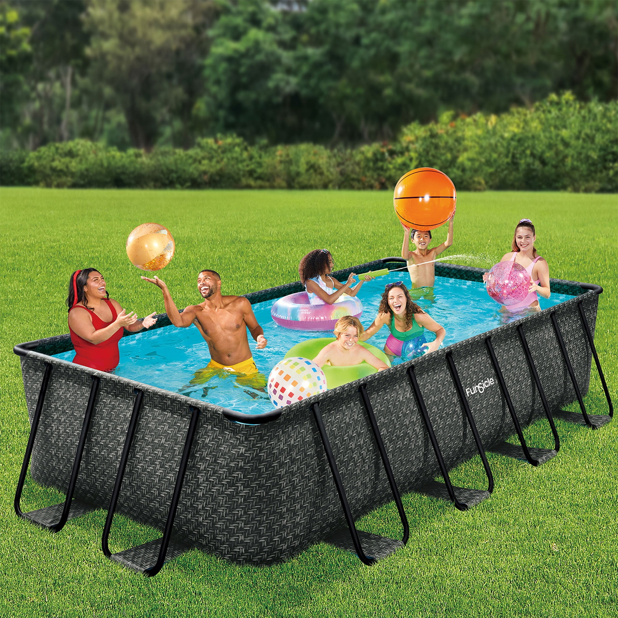 Funsicle 32-ft x 16-ft x 52-in Metal Frame Rectangle Above-Ground Pool with  Filter Pump,Ground Cloth,Pool Cover and Ladder in the Above-Ground Pools  department at