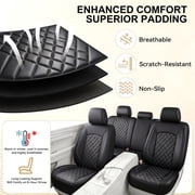 FLORAY Waterproof PU Leather Car Seat Covers Full Set, Universal Auto Seat Protectors for Sedans & Compact SUVs, Airbag Compatible, Black