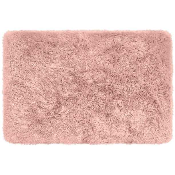 Mainstays Solid Blush Fluffy Fur, Light Pink Fur Area Rug
