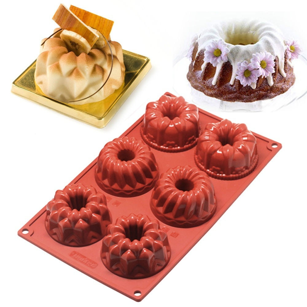 12Pcs Silicone Round Mini Cake Mould Bundt Cupcake Mold Round Baking Pan Tools❀ 