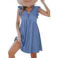 thumbnail image 1 of Vestido Tipo Cárdigan de Corta con Cuello en V y Ribete de Encaje, Color Azul , Talla XXL, 1 of 6