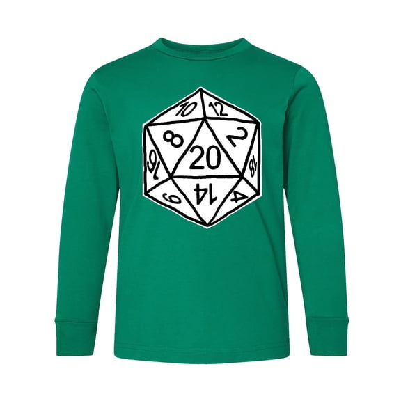 Inktastic 20 Sided White Dice Long Sleeve Youth T-Shirt