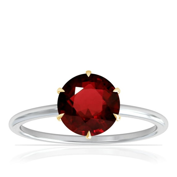 GemsNY July Birthstone - Petite Two Tone Round Ruby Solitaire Ring (Grade - AAA | 1.05cts.)