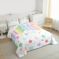thumbnail image 3 of Castle Fairy Children Teens Colorful Stars Print 3 Pieces Queen Comforter Set,Geometric Stripes Lines Ultra Soft Bedding Sets,Kawaii Polka Dots Bedding Comforter Set Breathable, 3 of 8