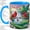 Blue, variant on Red Cardinal Waterfall Coffee Mug, Cardinal Pair Mug, Morning Tea Cup for Home, Birds on Branch with Cherry Blossoms and Butterflies, Floral Bird Art, Kitchen Accent, Nature Lover