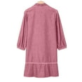 thumbnail image 5 of HAJWOH Denim Dress for Women Fashion Fall Casual Babydoll 2025 V Neck 3/4 Puff Sleeve Jean Dresses Pink S, 5 of 6