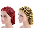 thumbnail image 1 of Shisuyan 2pcs Handcraft Crochet Net Hat Long Sleeping Hat Hair Protective Nightcap Hair Protector(Red, Yellow, 1pc for Each Color), 1 of 8