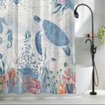 thumbnail image 2 of Sea Turtle Coastal Shower Curtain Set, Waterproof Shower Curtains for Bathroom, Beach Nautical Ocean Coral Seahorse Washable Fabric Cloth Bath Curtain for Bathtub Decoration with Hooks 48x72 Inches, 2 of 9