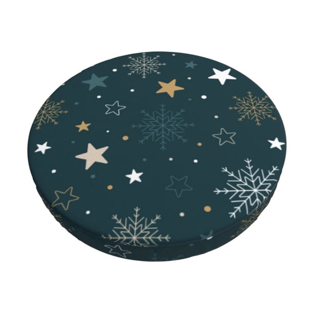 Balery Christmas Snowflake Fundas de asiento para taburete de bar redondo de tela de terciopelo ajustables que protegen de arañazos y manchas para sillas de 14 a 17 pulgadas.-14 inch