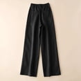 thumbnail image 2 of KALE Womens Linen Pants Palazzo Women Fashion Solid Color Cotton Flax Elastic Long Beach Leisure Trousers Women's Pants Black, 2 of 4