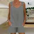 thumbnail image 3 of QATAINLAV Two Piece Sets for Women Trendy O Ring Strap Tank Tops Matching Shorts Lounge Set Casual Sleeveless Solid Tunic Shirts and Workout Shorts with Pockets Mono de Verano Para Mujer Dark Gray L, 3 of 7