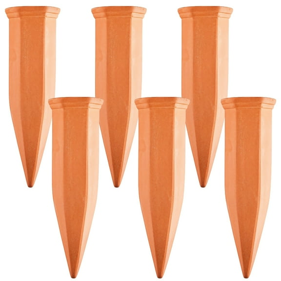 6 Pcs Terra Cotta Self-Watering Spikes, Clay Plant Watering Spikes for Indoor and Outdoor Plants, Efficient Drip Irrigation for 5-9 Inch Pots, Easy Water Refill, Ideal for Busy Plant Owners