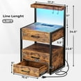 thumbnail image 2 of Nightstand with Charging Station and LED Lights, LED Night Stand with 2 USB Ports and 2 AC Outlets, Modern End Table with 3 Drawers, Bedside Table with Open Storage for Bedroom, Rustic Brown, 2 of 9