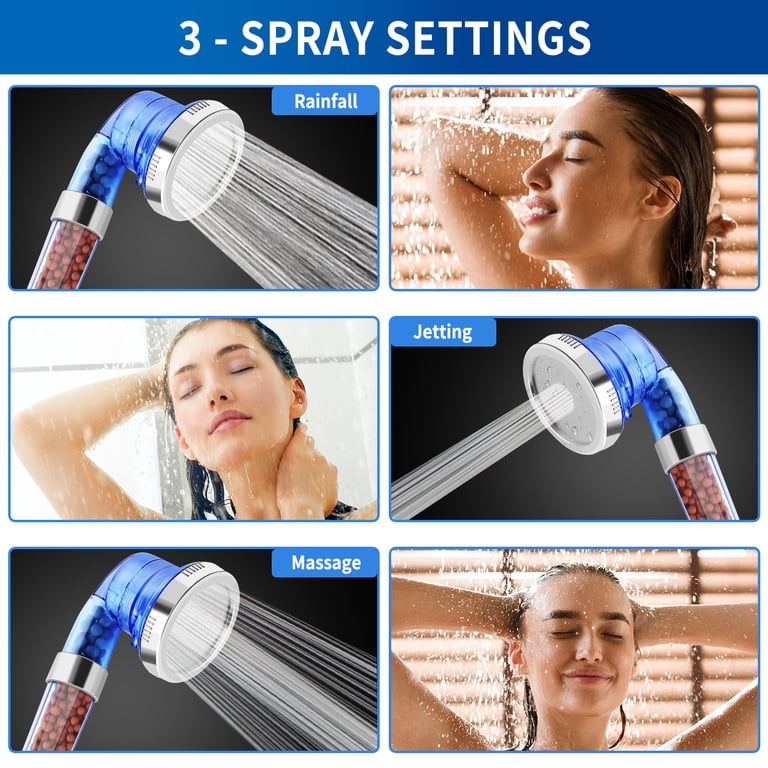 VIKILY Filtered Shower Head with Handheld, 3 Spray Modes, High Pressure Water Saving, Soft SPA Shower Head with 59'' Stainless Steel Hose and Rotatable Bracket, Showerhead VIKILY Filtered Shower Head with Handheld, 3 Spray Modes, High Pressure Water Saving, Soft SPA Shower Head with 59'' Stainless Steel Hose and Rotatable Bracket, Showerhead