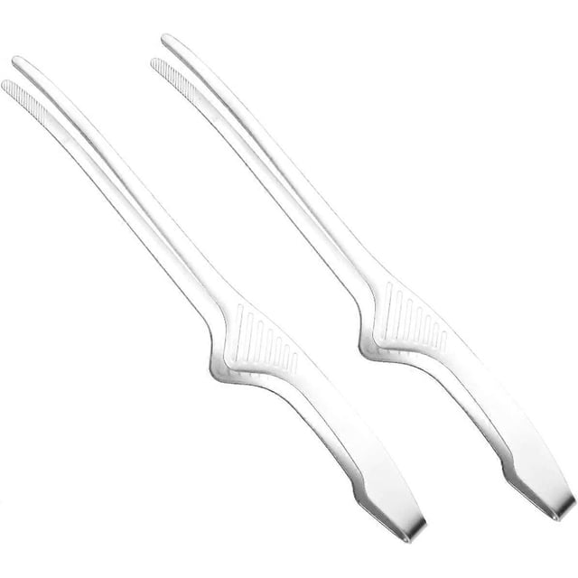 Stainless Steel Kitchen Cooking Tongs, Barbecue Grill Accessories, Home Gadgets Serving Tools, 9.45 Inch Set of 2