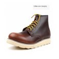 thumbnail image 3 of Botines de cuero para motocicleta para Hombre, mocasines Vintage con cordones, zapatos informales, botas de vaquero antideslizantes, 3 of 5