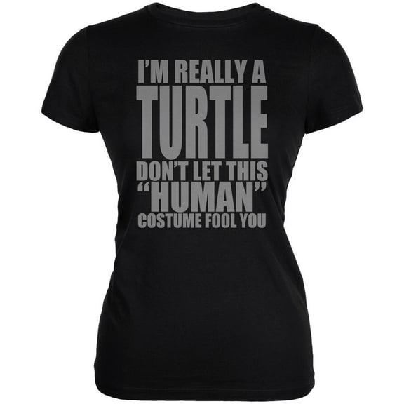 Halloween Human Turtle Costume Juniors Soft T Shirt Black LG