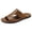 Brown, variant on Men's Leather Cut out Slides Sandals Lightweight Open Toe Non Slip Soft Bottom Slip on Slippers Summer Outdoor Casual Beach Shoes Brown Size 10