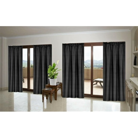 1 Single Panel Solid Foam Lined Blackout Window Curtain Panel Treatment Drape Rod Pocket Size 63" Long R64 black