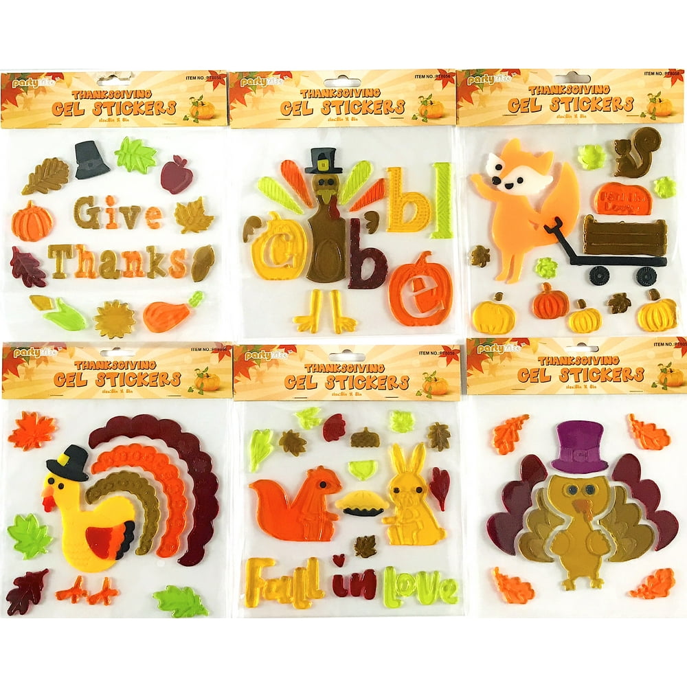 Fall Window Gel Clings Pumpkins Scarecrow Turkey Leaves Thanksgiving