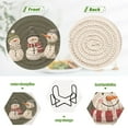 thumbnail image 4 of Yayeee 6 PCS Drink Coasters with Holder Set Woven Absorbent Round Tabletop Hot Pad, Gray Cute Snowmen, 4 of 7