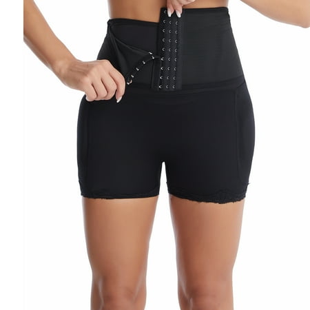 Defitshape Women s High Waisted Padded Shapewear Shorts Hip Pads Padding Panties Underwear Tummy Control Body Shaper Butt Lifting Lace Shaper Black 16
