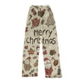 thumbnail image 5 of WTOBBY Women's Holiday Print Flannel Pajama Pants, Fashionable Christmas-Themed Sleepwear with Comfortable Fit, Merry Christmas Design for Women,Khaki 2XL, 5 of 6