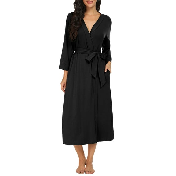 MINTREUS Women Kimono Robes Long Knit Bathrobe Lightweight Soft Knit Sleepwear Ladies Loungewear Spa Bathrobe