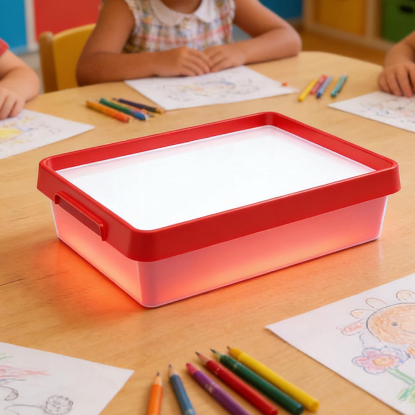 Dualoai Sand Painting Light Box Boys Girls Color Shape Cognition Sensory Light Table Red