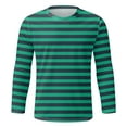 thumbnail image 4 of GBSYEWXS T-Shirts For Men Crew Neck Long Sleeve Striped Print Shirts Daily Wear Relaxed Tee Green, 4 of 4