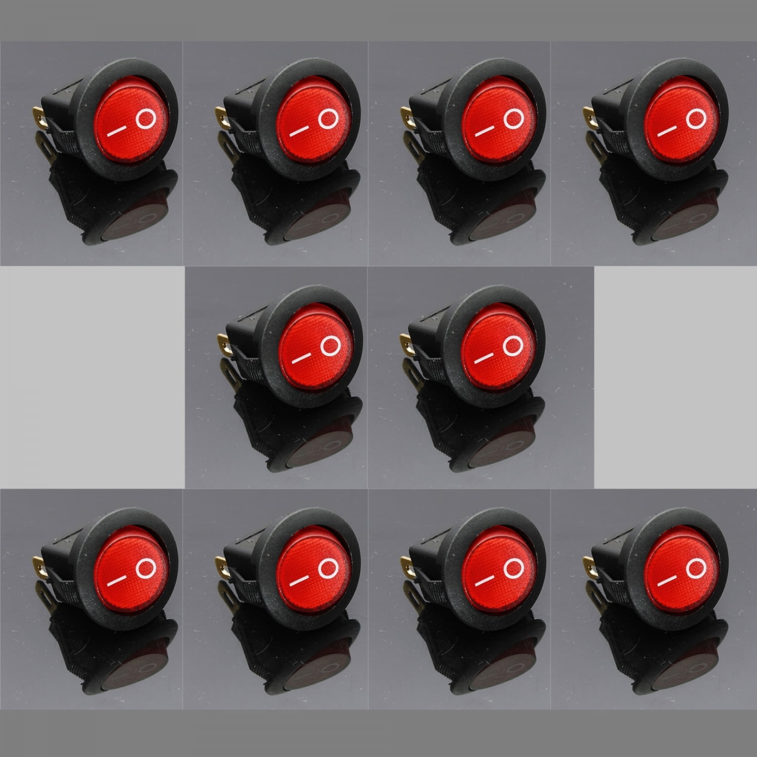 10X 12V 20A Car Truck Rocker Round Red Toggle LED Switch On-Off Control 