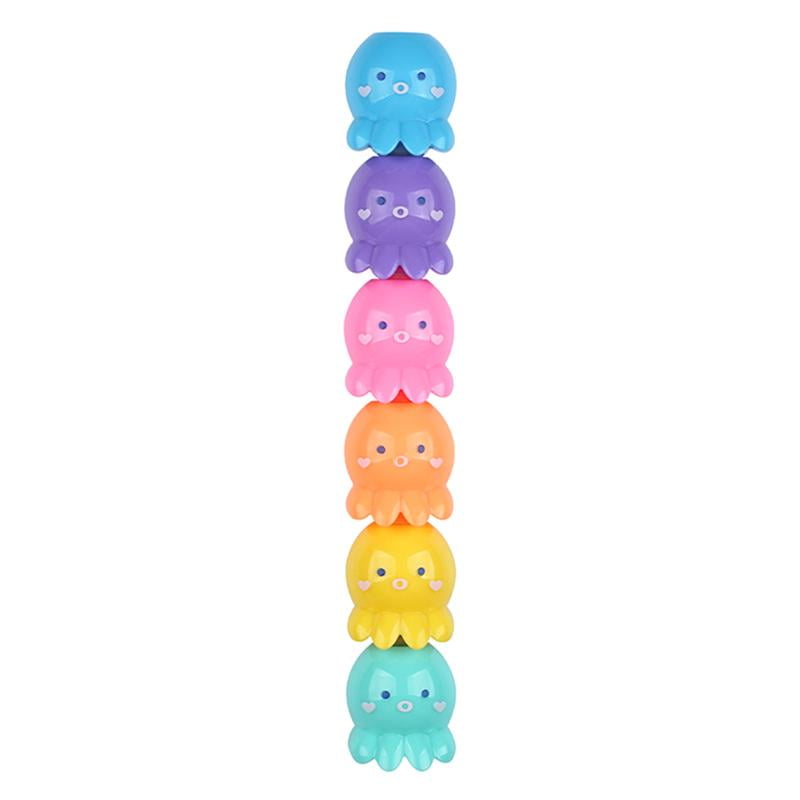 HeroNeo 5 Colors Fluorescent Scribble Pen Cute Octopus Highlighter Set Manga Graffiti Markers Stationery Student School Supplies