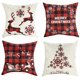 thumbnail image 1 of Fundas de almohada navideñas de 18 x 18 pulgadas, fundas de almohada decorativas para exteriores, estilo granja, feliz Navidad, árbol de Navidad, juego de 4 fundas para sofá, 1 of 4