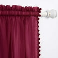 thumbnail image 3 of 2-Piece Multipurpose Pom Pom Drapes, Semi-Sheer Window Curtains with 2 inch Rod Pocket, Window Treatment for Dorms, Living Room, Bedroom, 60 X 84 inches, Burgundy, 3 of 6