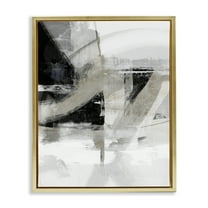 Stupell Industries Neutral Urban Complex Abstract Painting Gold Floater Framed Canvas Art Print Wall Art, 25 x 31