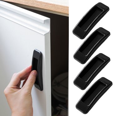 Iumwxz 4 Self-Stick Instant Cabinet Drawer Handle Helper Auxiliary Kitchen Cabinet Door Window Handle Sticker Convenient Opening Stick-On Handles home tool Black Plastic Rollbacks on Essentials