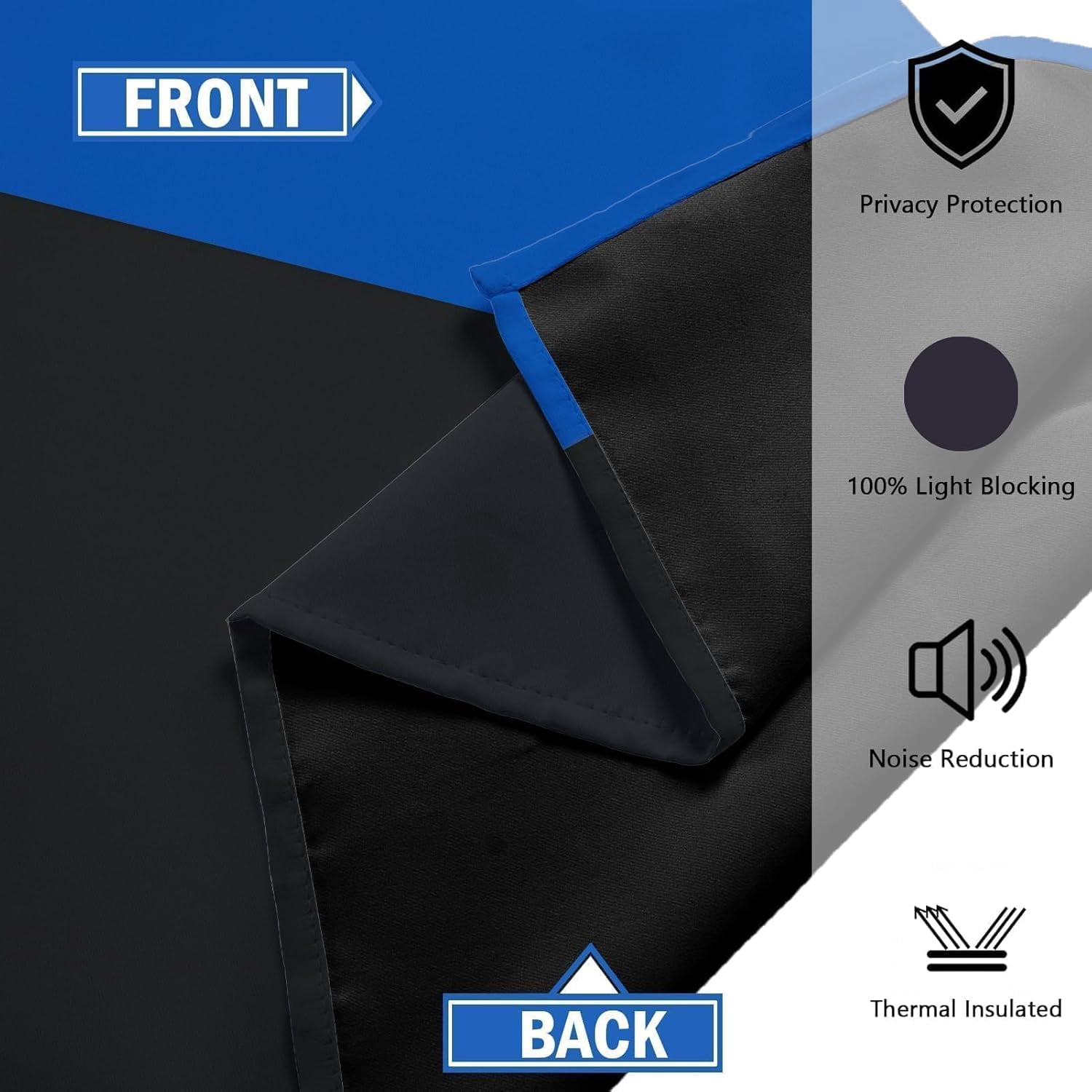 Tyrot 2 Panels Royal Blue Black 100% Blackout Curtains for Bedroom Modern Abstract  Curtains, 52" x 84"