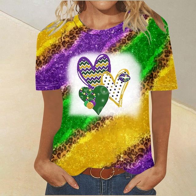 Fiudx Ofertas de La Semana Tops con Estampado de Moda para Mujer, Blusa de Manga Corta, Camisetas Divertidas con Cuello Redondo