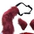 thumbnail image 4 of Ensemble de Costume Cosplay Fourrure Oreilles de Chat Longue Queue et Fille pour Jeu de Rôle Mascarade Rouge, 4 of 6