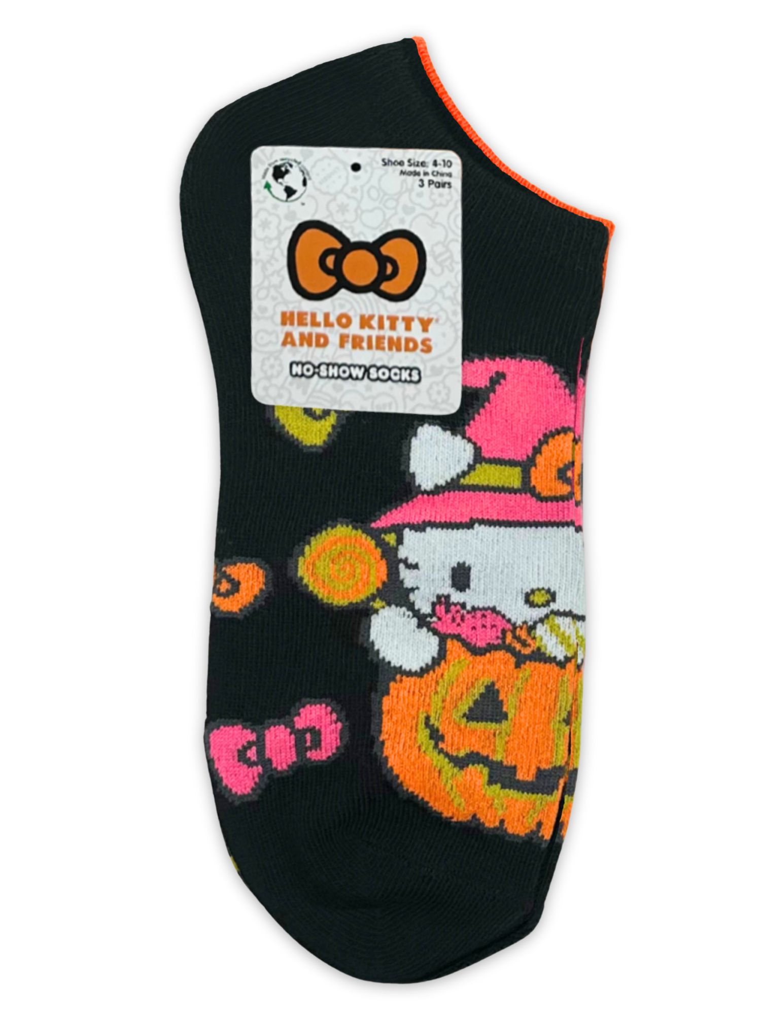 Hello Kitty & Friends Women's Halloween No-Show Socks, 3-Pack, Size 4-10