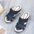 thumbnail image 5 of HAOTAGS Womens's Stylish Walking Sandals Slide Sandals Platform Summer Sandals Dark Blue Size 5.5, 5 of 7